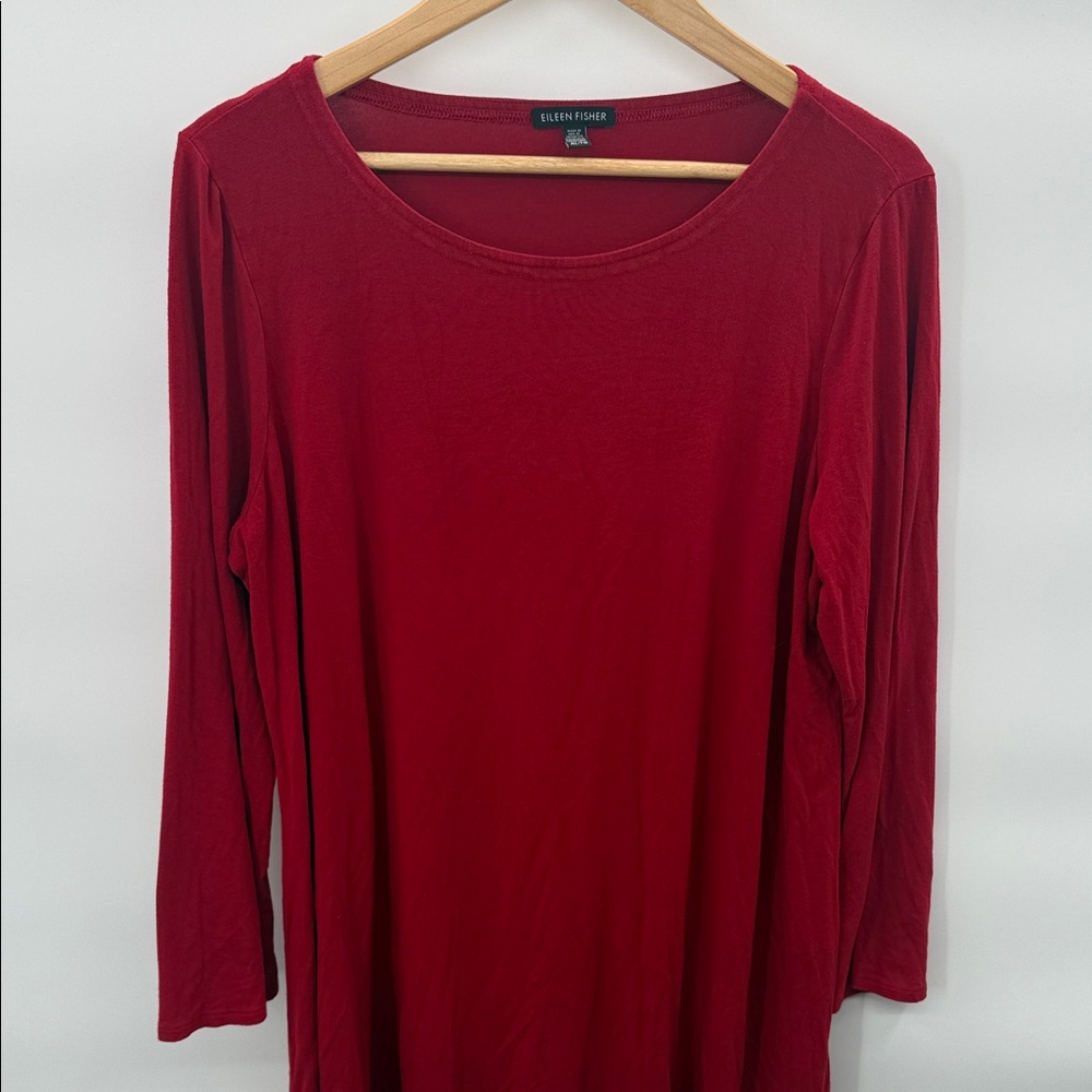 Eileen Fisher Rich Red Long Sleeve Tunic - Picture 2 of 7